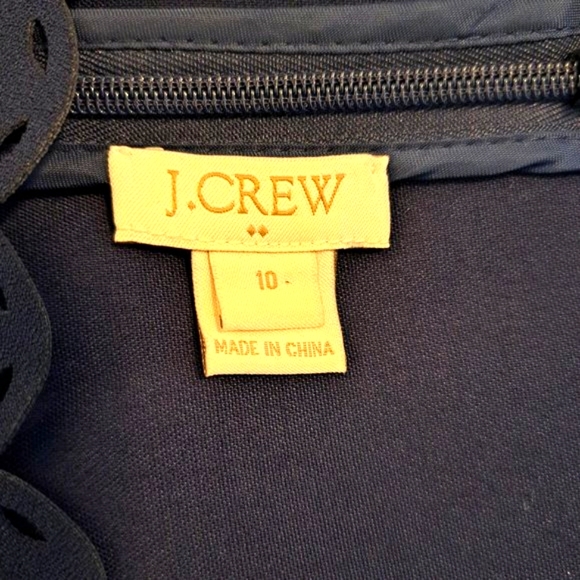 J. Crew Laser Cut Scalloped Navy Blue Shift Dress Size 10 - Picture 7 of 9